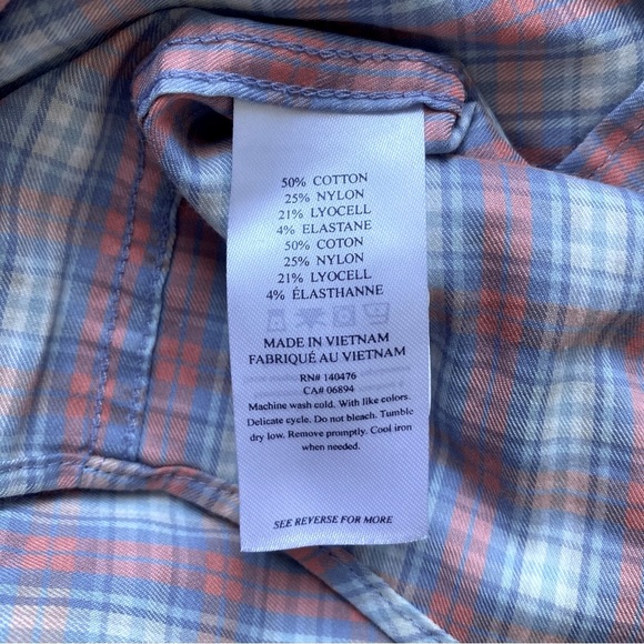 Faherty Men's Blue and Pink Plaid Casual Button Down Shirt Cotton/ Nylon Size S - Picture 11 of 12